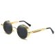 Steampunk Round Polarized Sunglasses Screw Design Side Shields Spring-coil Temples 1738