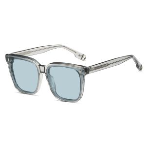 Unisex Handmade Acetate Oversized Square Polarized Sunglasses Studs on Flat Lenses 4408