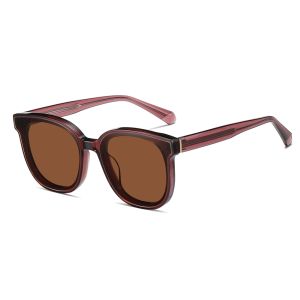 Unisex Acetate Oversized Horn Rimmed Stylish Polarized Sunglasses Flat Lenses 4402