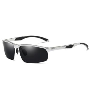 Men's Aluminium Semi-rimless Outdoor Sport Wrap Polarized Sunglasses 5009