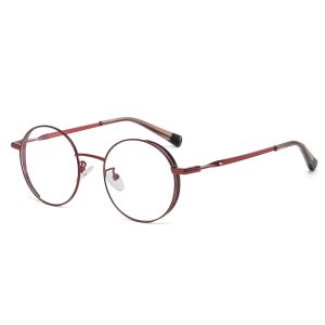 Unisex Retro Round Metal Anti Blue Light Glasses with Side Shields for Computer 1307