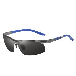 Men's Lightweight Aluminium Semi-Rimless Sport Wrap Polarized Sunglasses 5983