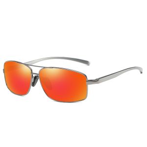 Men's Full Metal Frame Rectangular Polarized Sunglasses with Aluminum Arms 1652