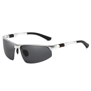 Men's Aluminum Lightweight Half-Rim Sports Wrap Polarized Sunglasses 5961