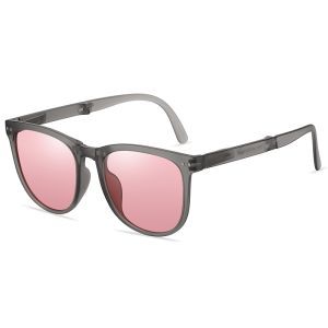 Unisex Foldable Plastic Square Metal Rivets Polarized Sunglasses with Spring Hinges 2075
