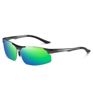Men's Lightweight Aluminum Semi-Rimless Sport Wrap Polarized Sunglasses 5007