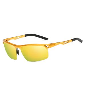 Men's Aluminum Lightweight Half Frame Sport Wrap Polarized Sunglasses 5550