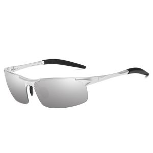 Men's Aluminium Semi-rimless Rectangular Sport Wrap Polarized Sunglasses 5933