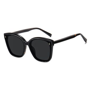 Unisex Handmade Acetate Oversized Cat-eye Polarized Sunglasses Studs on Flat Lenses 4407