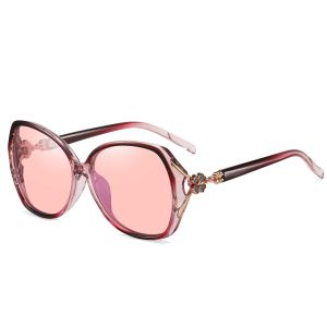 Women's Fork Butterfly Photochromic Polarized Sunglasses with Flower Decoration 2698