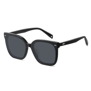 Unisex Handmade Acetate Oversized Square Polarized Sunglasses Metal Rivets Flat Lens 4409