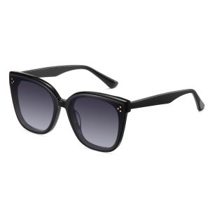 Unisex Handmade Acetate Oversized Square Polarized Sunglasses Pins on Flat Lenses 4406