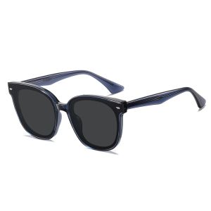 TR90 Oversized Horn Rimmed Fashion Polarized Sunglasses Metal Rivets Flat Lens 2502