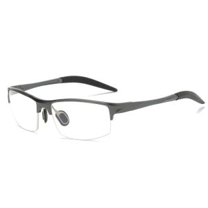 Men's Aluminum Semi-Rimless Rectangular Sports Prescription Eyeglasses Frame 5933