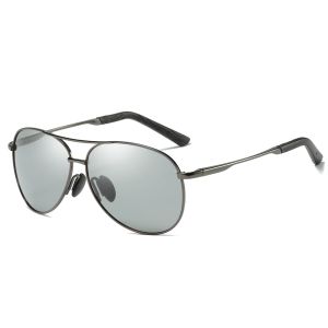 Men's Metal Aviator Photochromic Polarized Sunglasses with Spring Hinges 1097