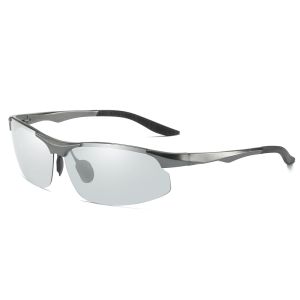 Men's Aluminum Semi-Rimless Wrap-around Sports Photochromic Polarized Sunglasses 5007