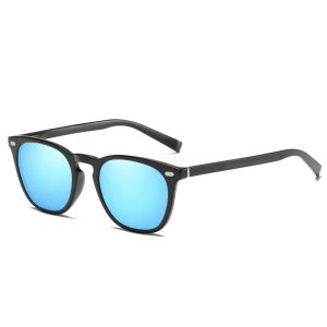 Unisex TR90 Retro Keyhole Horn Rimmed Polarized Sunglasses with Metal Rivets 2529